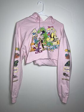 Nickelodeon Crop Hoodie Pink With Characters Size Large